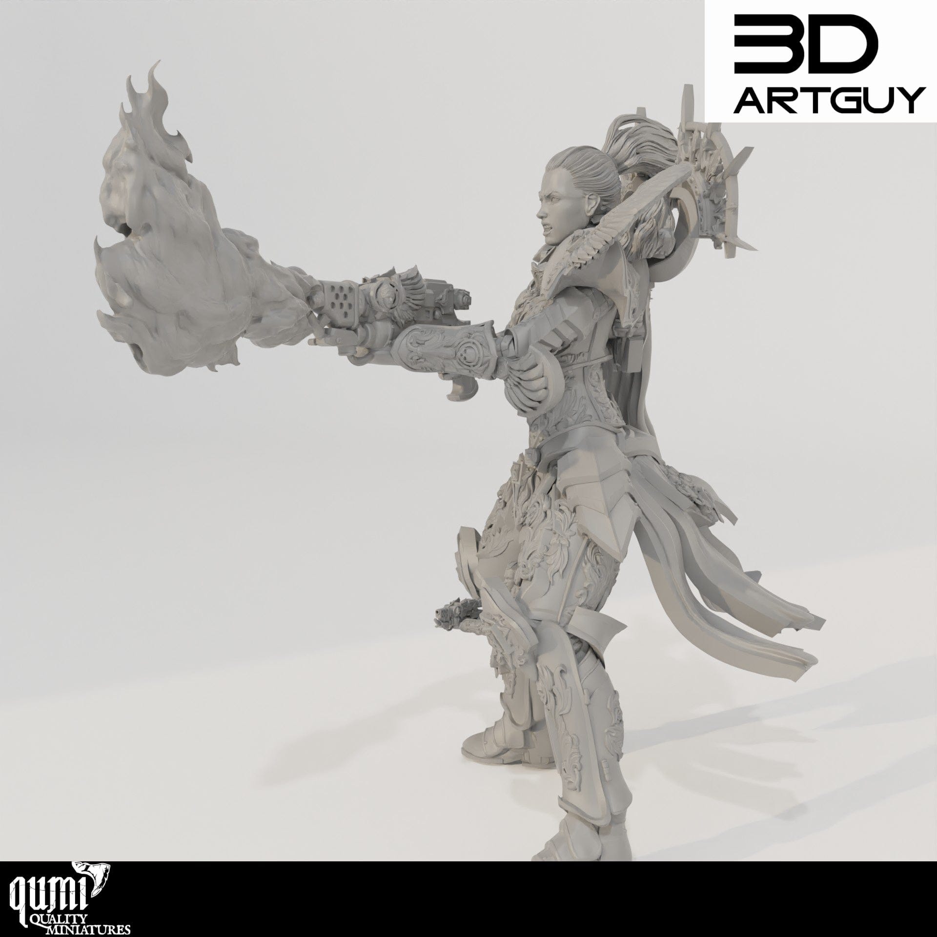 Tabletop RPG Miniature Angry Paladin Shooting - Qumi Quality Miniatures - Qumi Wargaming Mini Model Figure