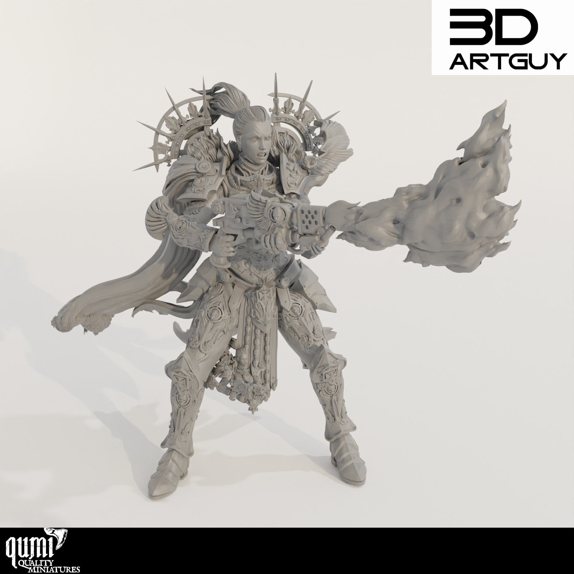 Tabletop RPG Miniature Angry Paladin Shooting - Qumi Quality Miniatures - Qumi Wargaming Mini Model Figure