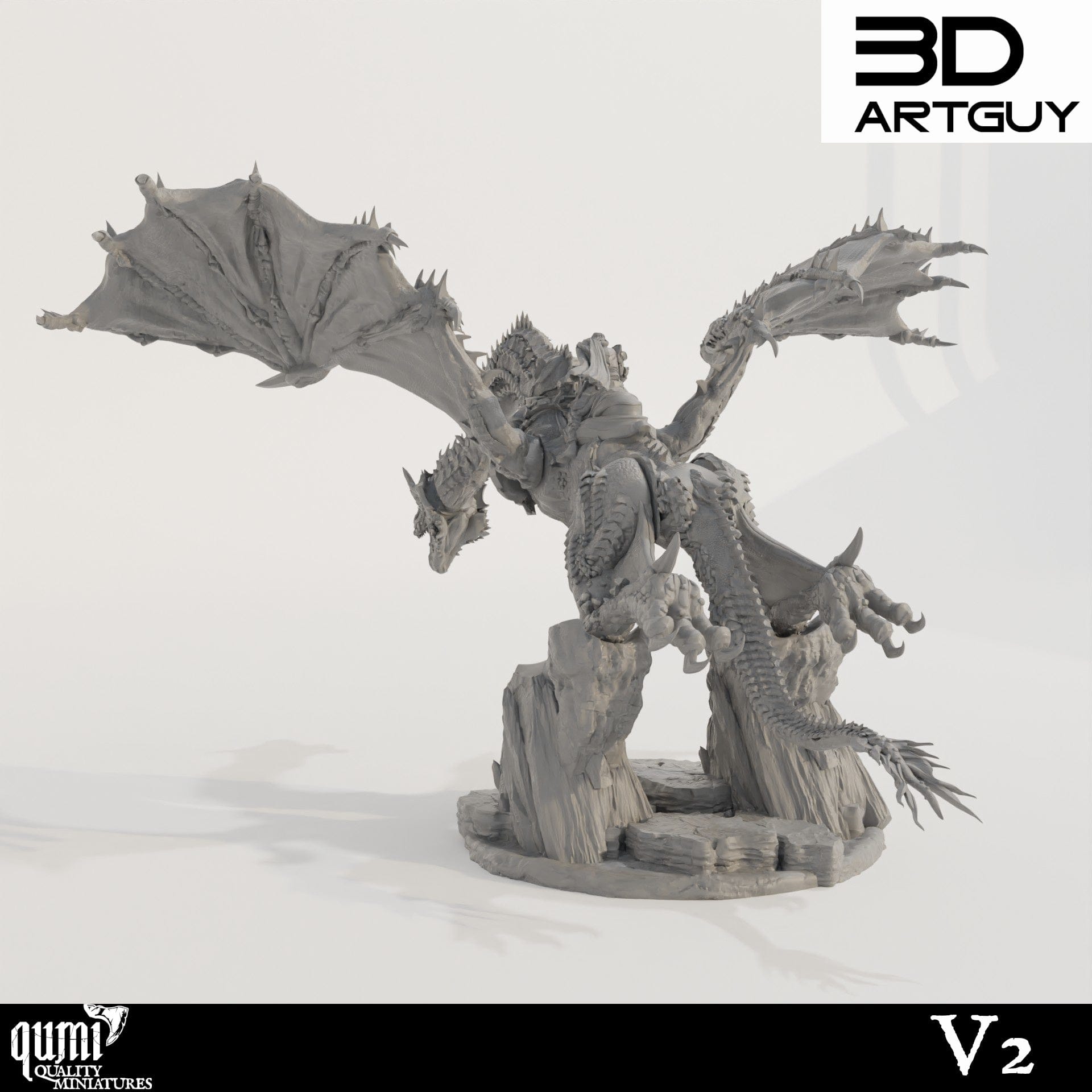 Tabletop RPG Miniature Armored Dragon Qumi - 3D ArtGuy Quality Miniatures - Qumi Wargaming Mini Model Figure