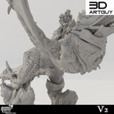 Nahaufnahme des Reiters und des detaillierten Sattels auf dem V2 Drachenmodell.