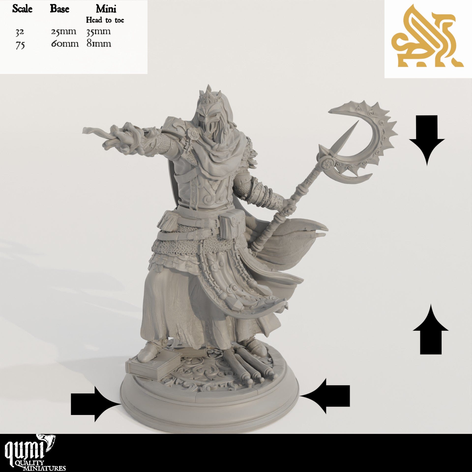 Tabletop RPG Miniature Bastian the Everknowing - 32mm 75mm - Qumi - DM Stash Quality Miniatures - Qumi Wargaming Mini Model Figure