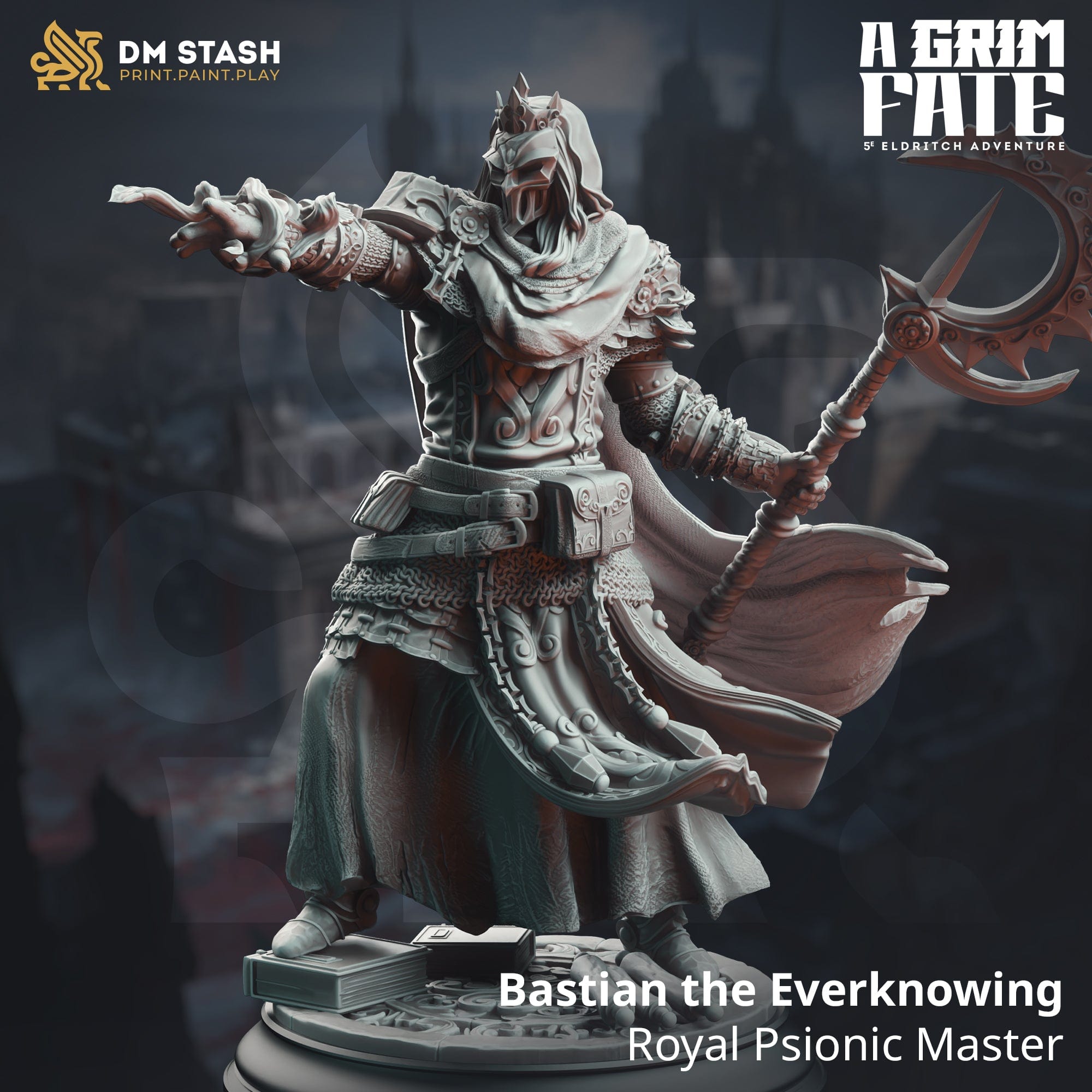 Tabletop RPG Miniature Bastian the Everknowing - 32mm 75mm - Qumi - DM Stash Quality Miniatures - Qumi Wargaming Mini Model Figure