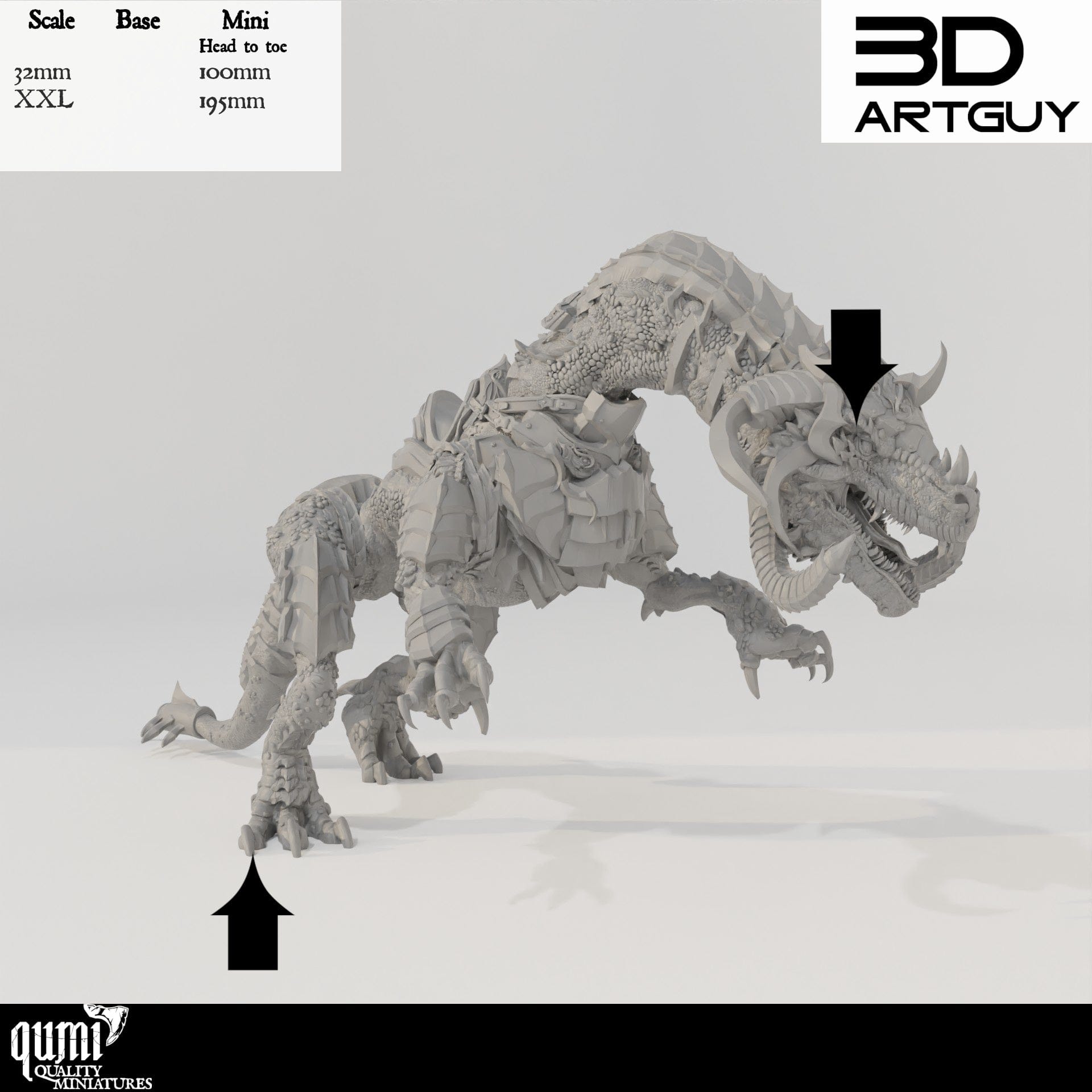 Tabletop RPG Miniature Beast Qumi - 3D ArtGuy Quality Miniatures - Qumi Wargaming Mini Model Figure