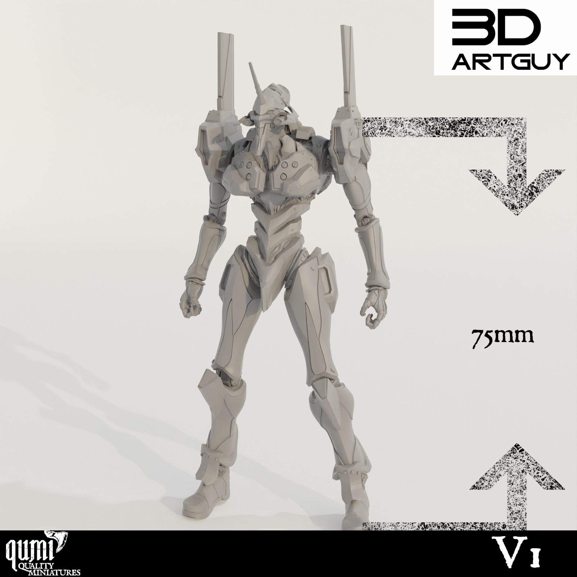 Tabletop RPG Miniature Berserker - Qumi - 3D ArtGuy Quality Miniatures - Qumi Wargaming Mini Model Figure