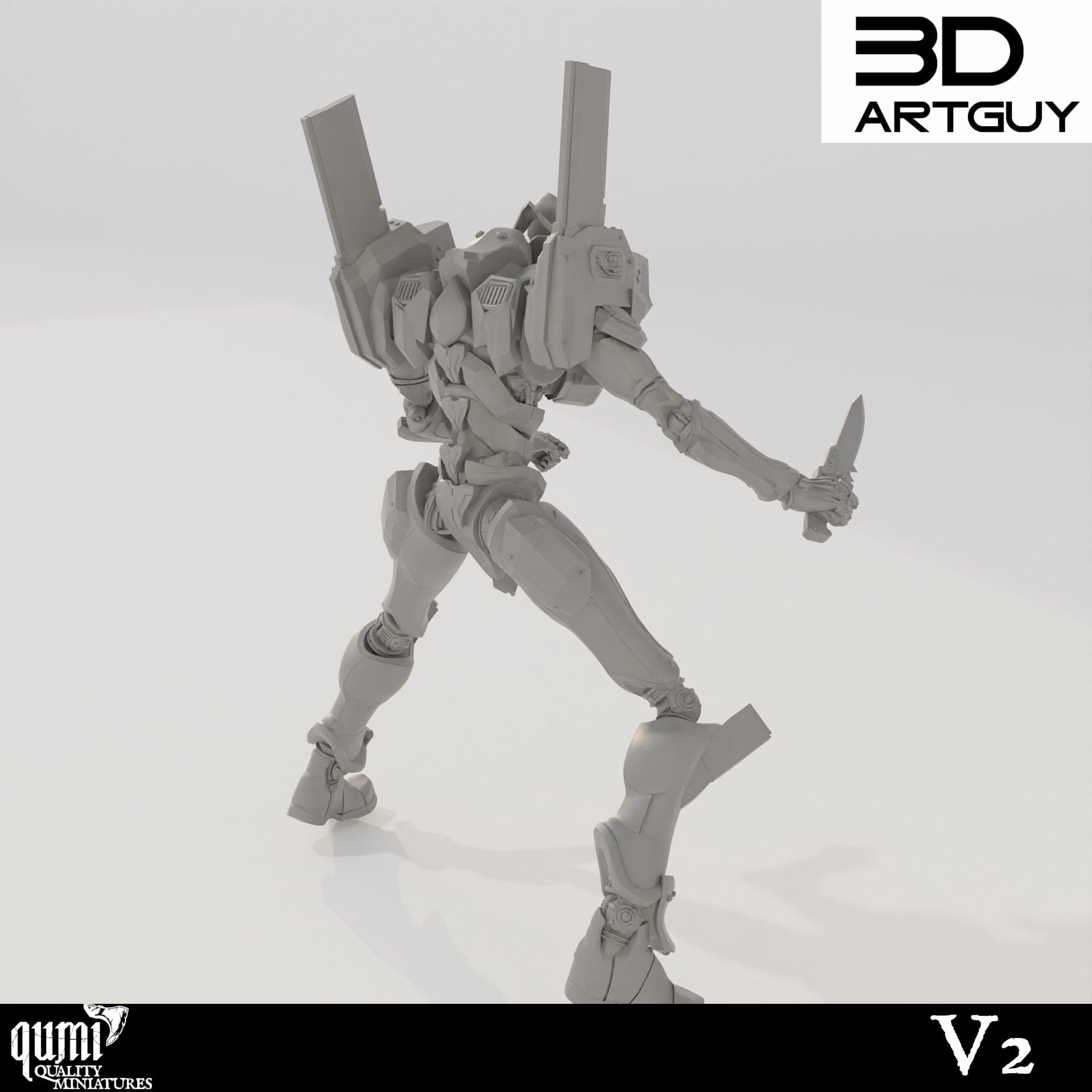Tabletop RPG Miniature Berserker - Qumi - 3D ArtGuy Quality Miniatures - Qumi Wargaming Mini Model Figure