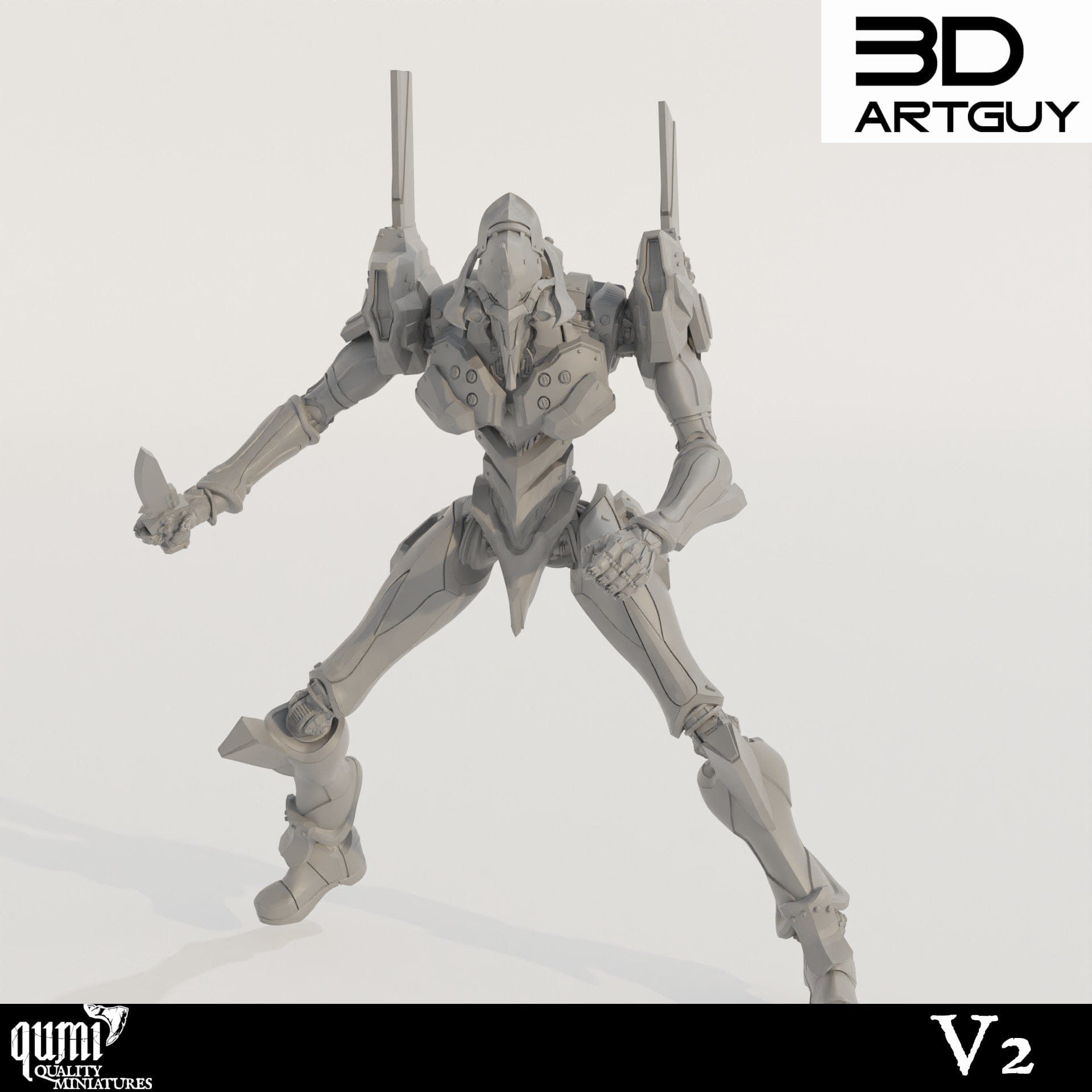 Tabletop RPG Miniature Berserker - Qumi - 3D ArtGuy Quality Miniatures - Qumi Wargaming Mini Model Figure