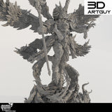 Nahaufnahme der geflügelten Magier Miniatur mit detaillierten Rüstungselementen.