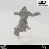 Rear view of the grey warrior miniature showing detailed armor plating, jetpack, and flowing loincloth.