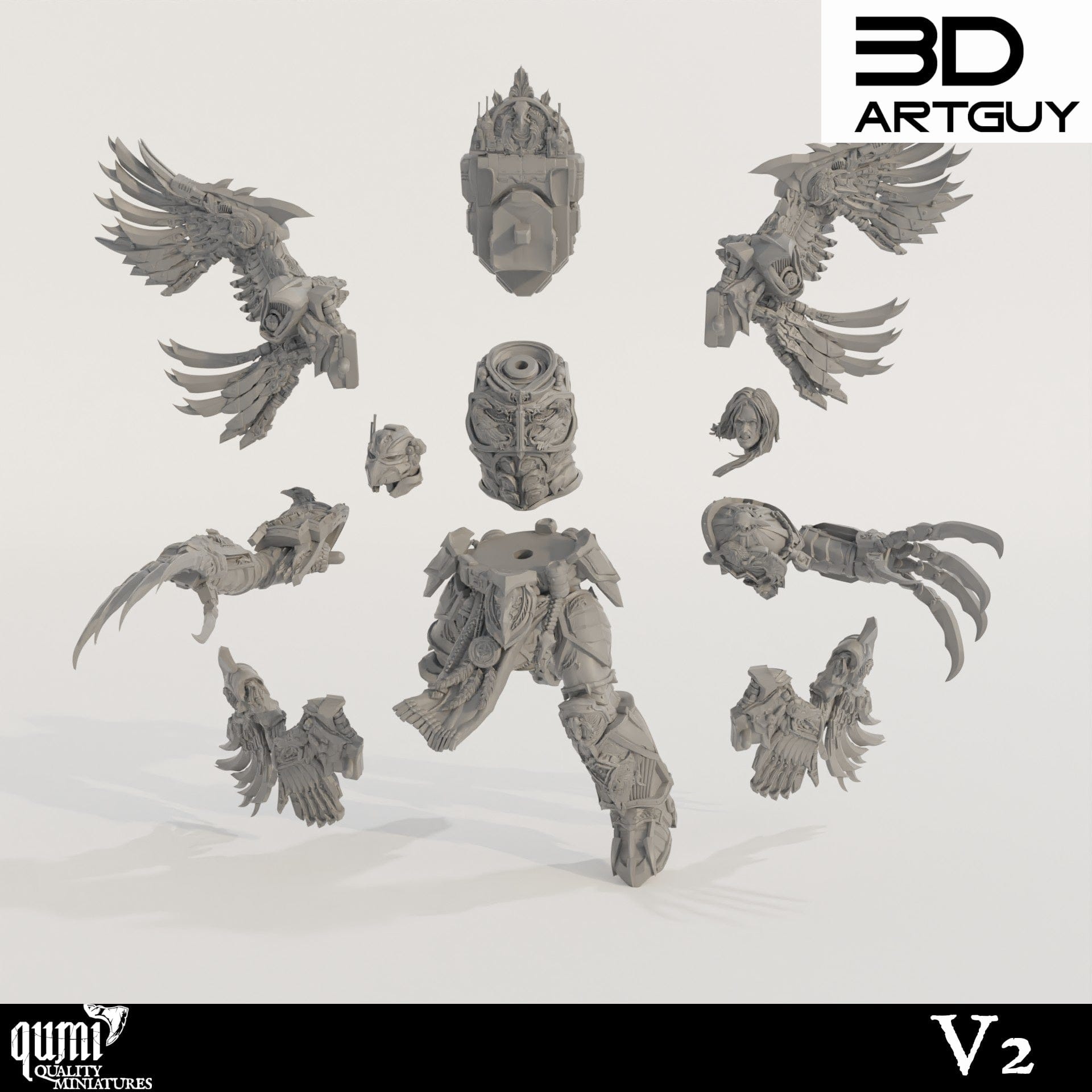 Tabletop RPG Miniature Bird Ninja - Qumi - 3D ArtGuy Quality Miniatures - Qumi Wargaming Mini Model Figure