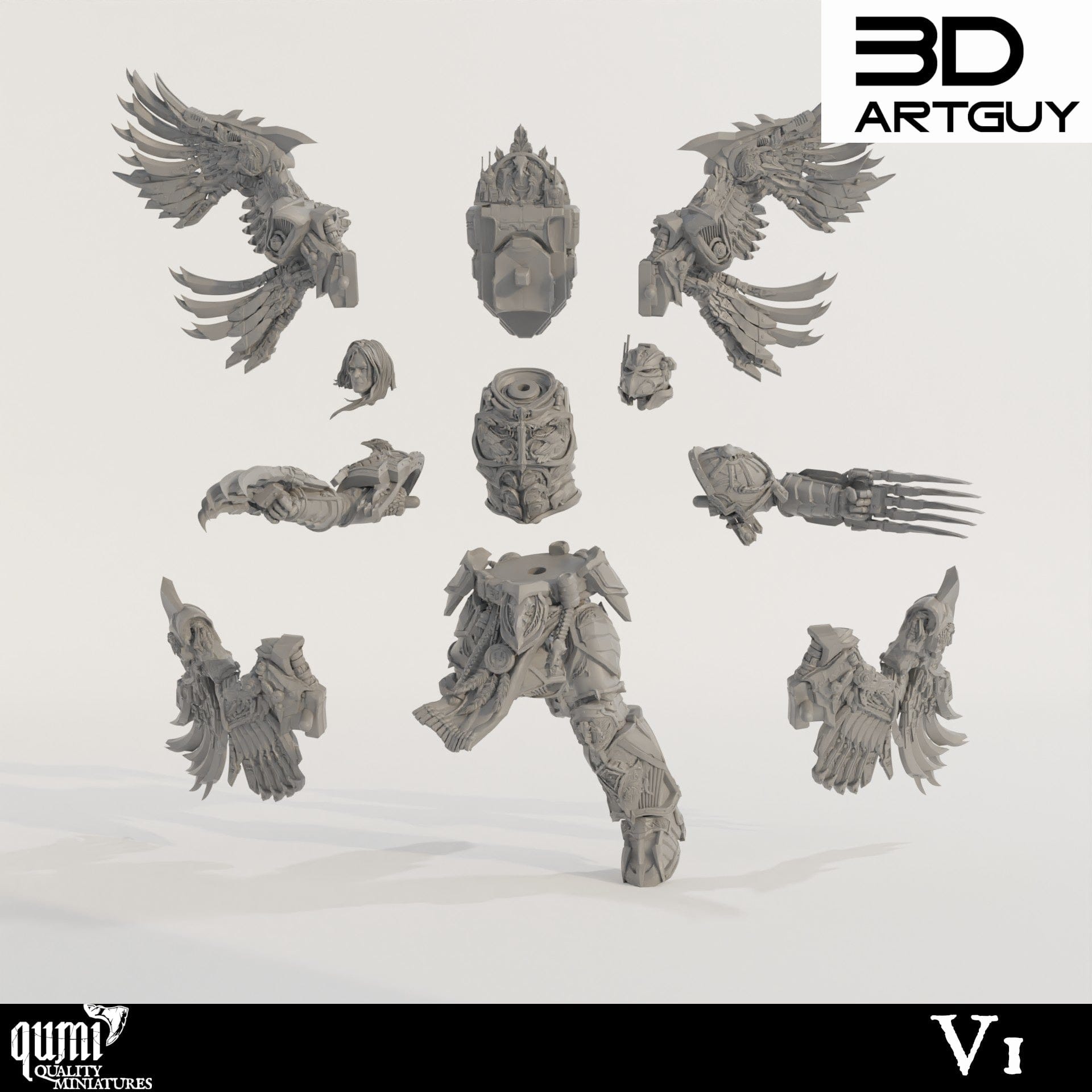 Tabletop RPG Miniature Bird Ninja - Qumi - 3D ArtGuy Quality Miniatures - Qumi Wargaming Mini Model Figure