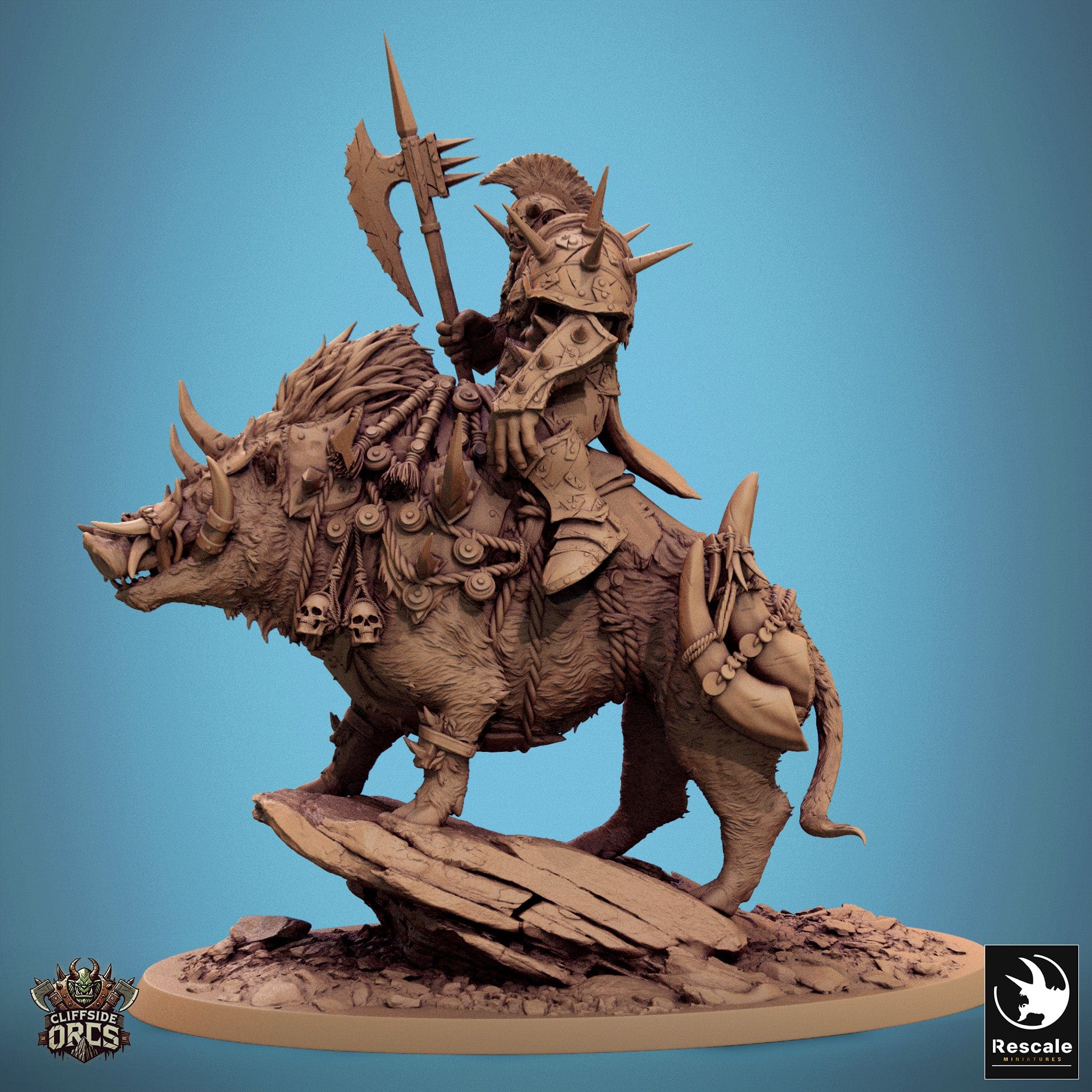 Tabletop RPG Miniature Boar Mounted - 32mm Qumi Rescale Miniatures Quality Miniatures - Qumi Wargaming Mini Model Figure
