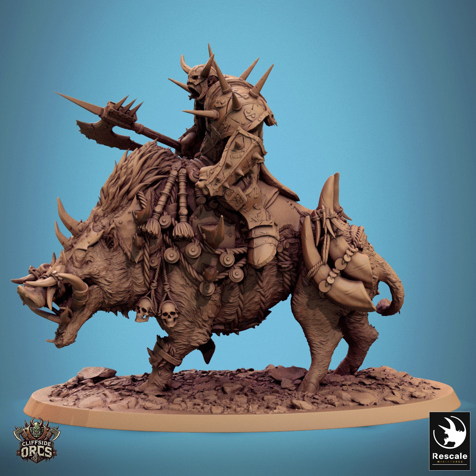 Tabletop RPG Miniature Boar Mounted - 32mm Qumi Rescale Miniatures Quality Miniatures - Qumi Wargaming Mini Model Figure