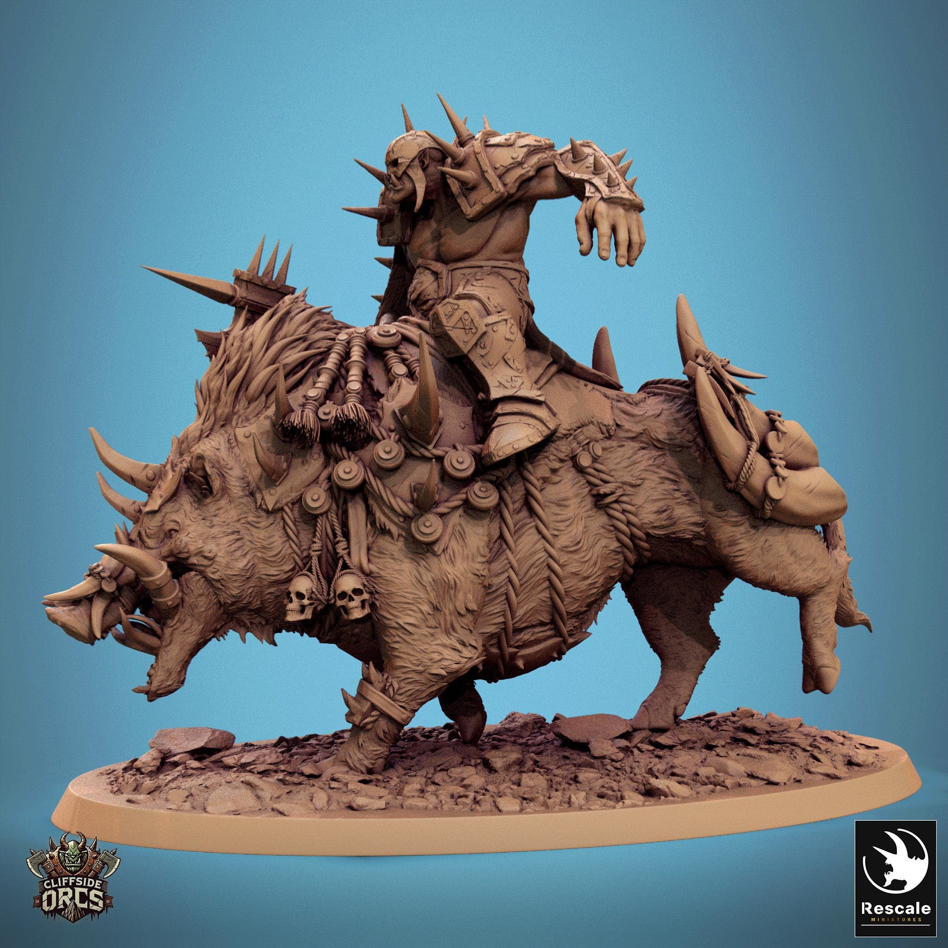Tabletop RPG Miniature Boar Mounted - 32mm Qumi Rescale Miniatures Quality Miniatures - Qumi Wargaming Mini Model Figure