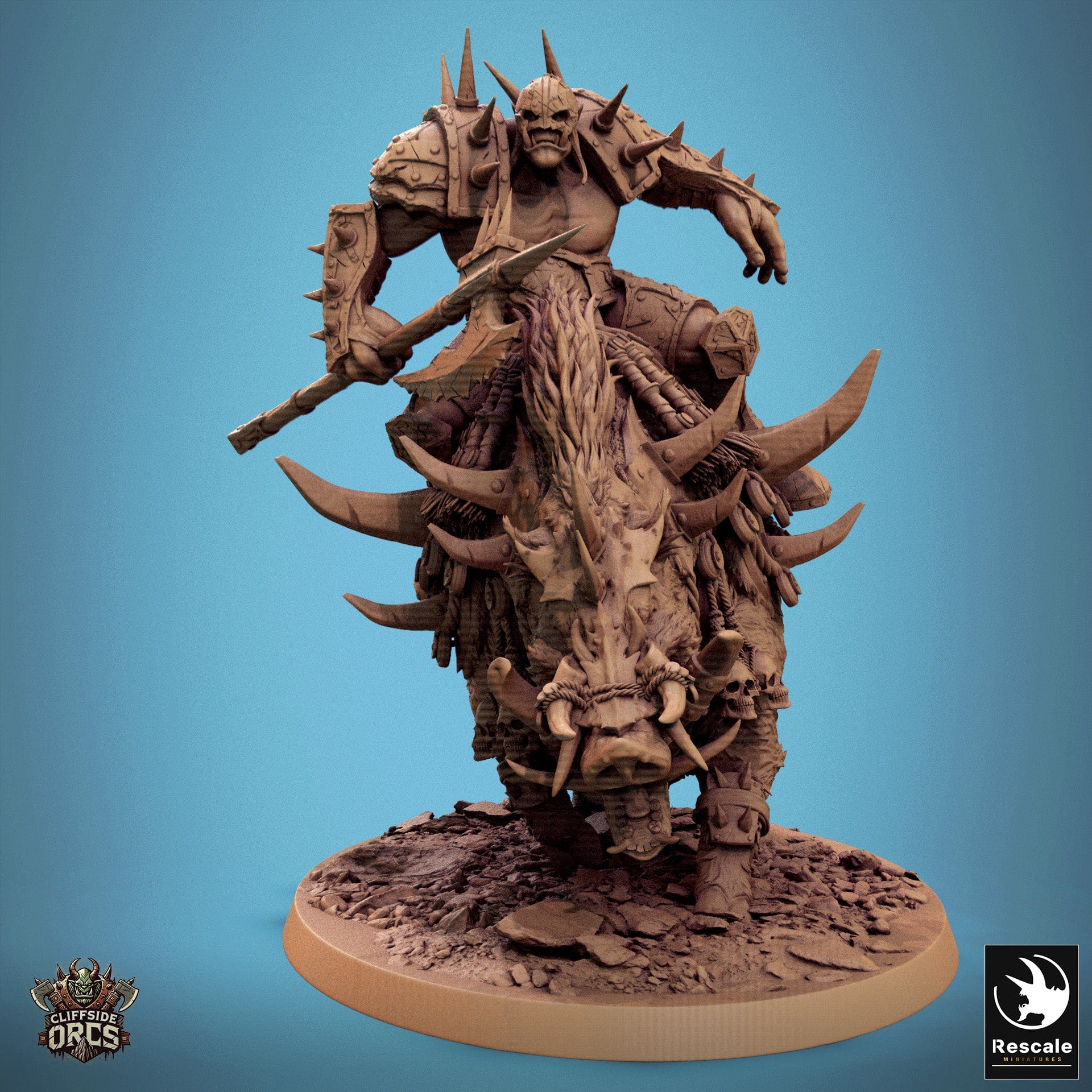 Tabletop RPG Miniature Boar Mounted - 32mm Qumi Rescale Miniatures Quality Miniatures - Qumi Wargaming Mini Model Figure