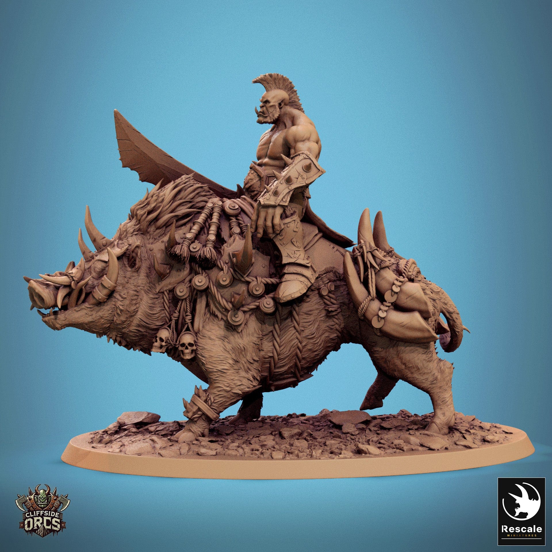 Tabletop RPG Miniature Boar Mounted - 32mm Qumi Rescale Miniatures Quality Miniatures - Qumi Wargaming Mini Model Figure