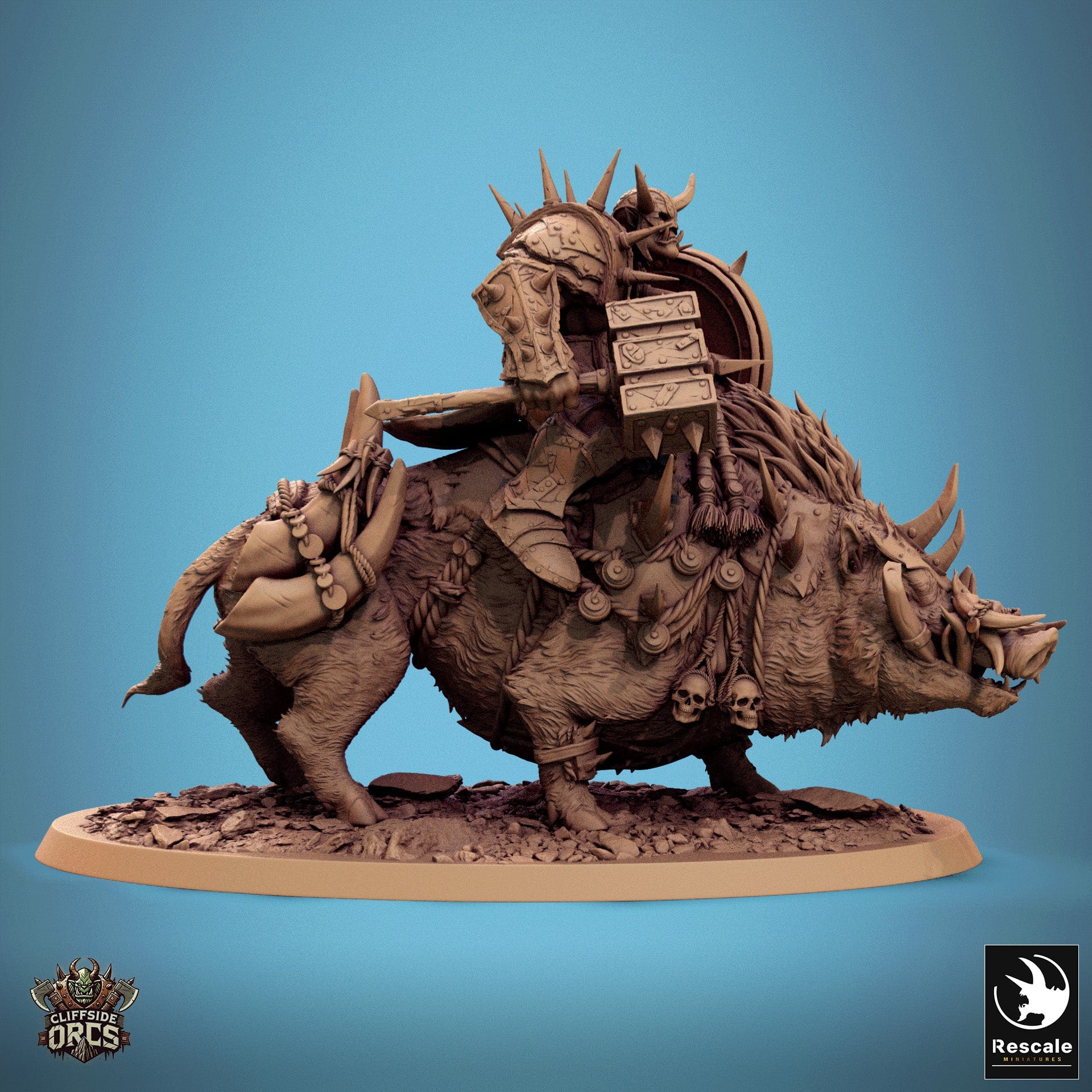 Tabletop RPG Miniature Boar Mounted - 32mm Qumi Rescale Miniatures Quality Miniatures - Qumi Wargaming Mini Model Figure