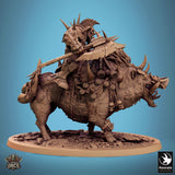 Seitenprofil eines gepanzerten Wildschweinreiters für Tabletop-Spiele
