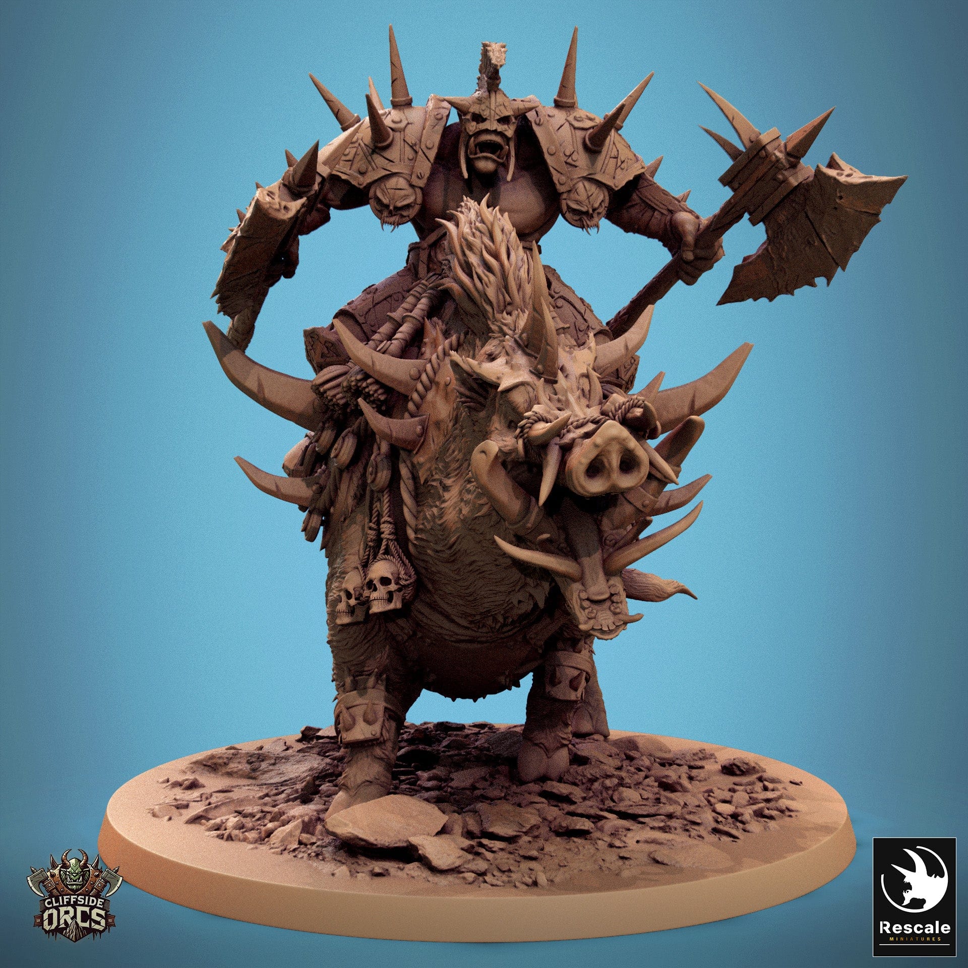 Tabletop RPG Miniature Boar Mounted - 32mm Qumi Rescale Miniatures Quality Miniatures - Qumi Wargaming Mini Model Figure