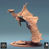 Dragon Brass Dragon Tabletop Miniature - 6821 by Qumi, 3D printed resin tabletop miniature for RPGs, wargaming and painting