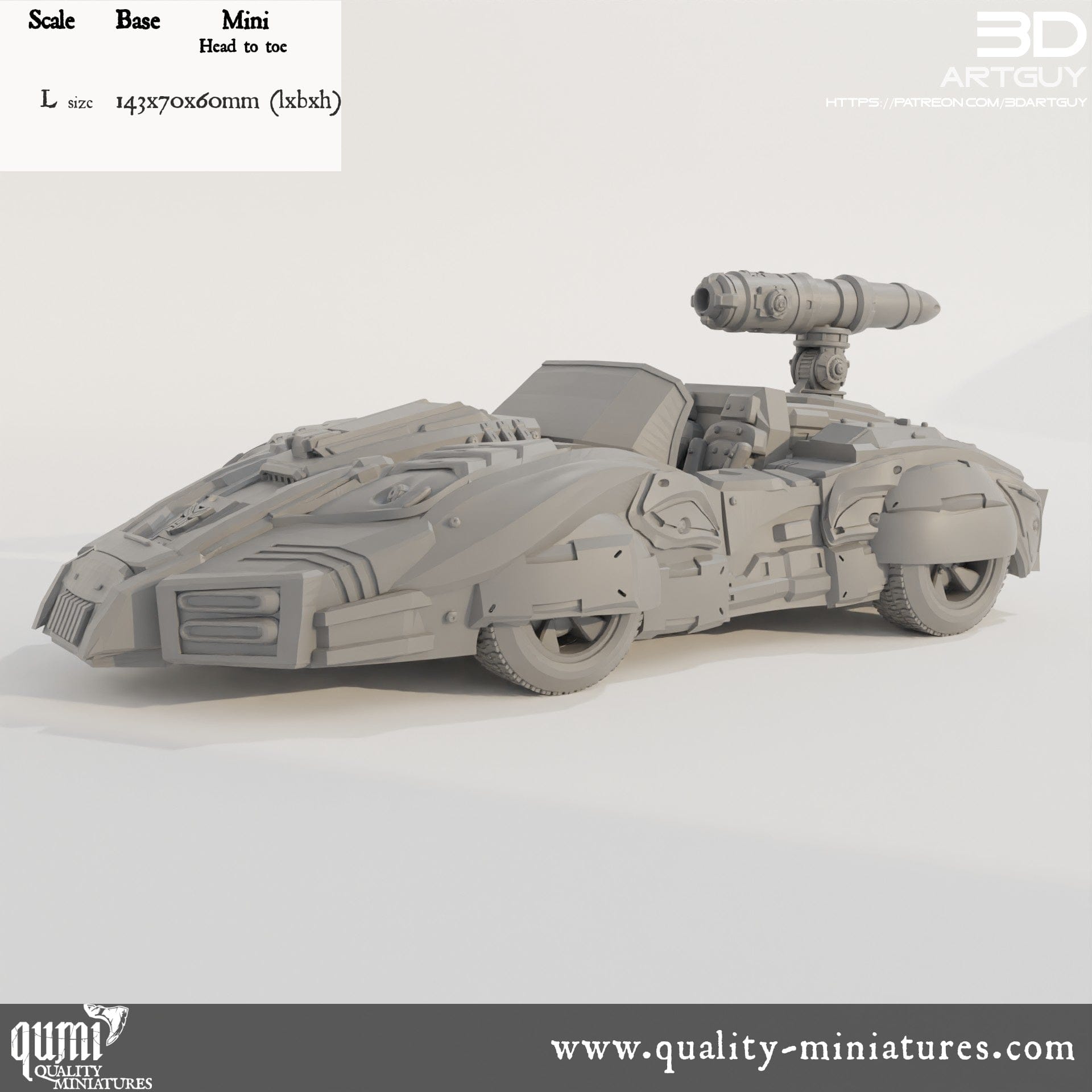 Tabletop RPG Miniature Car V1 -  3D Resin Printed Vehicle Quality Miniatures - Qumi Wargaming Mini Model Figure