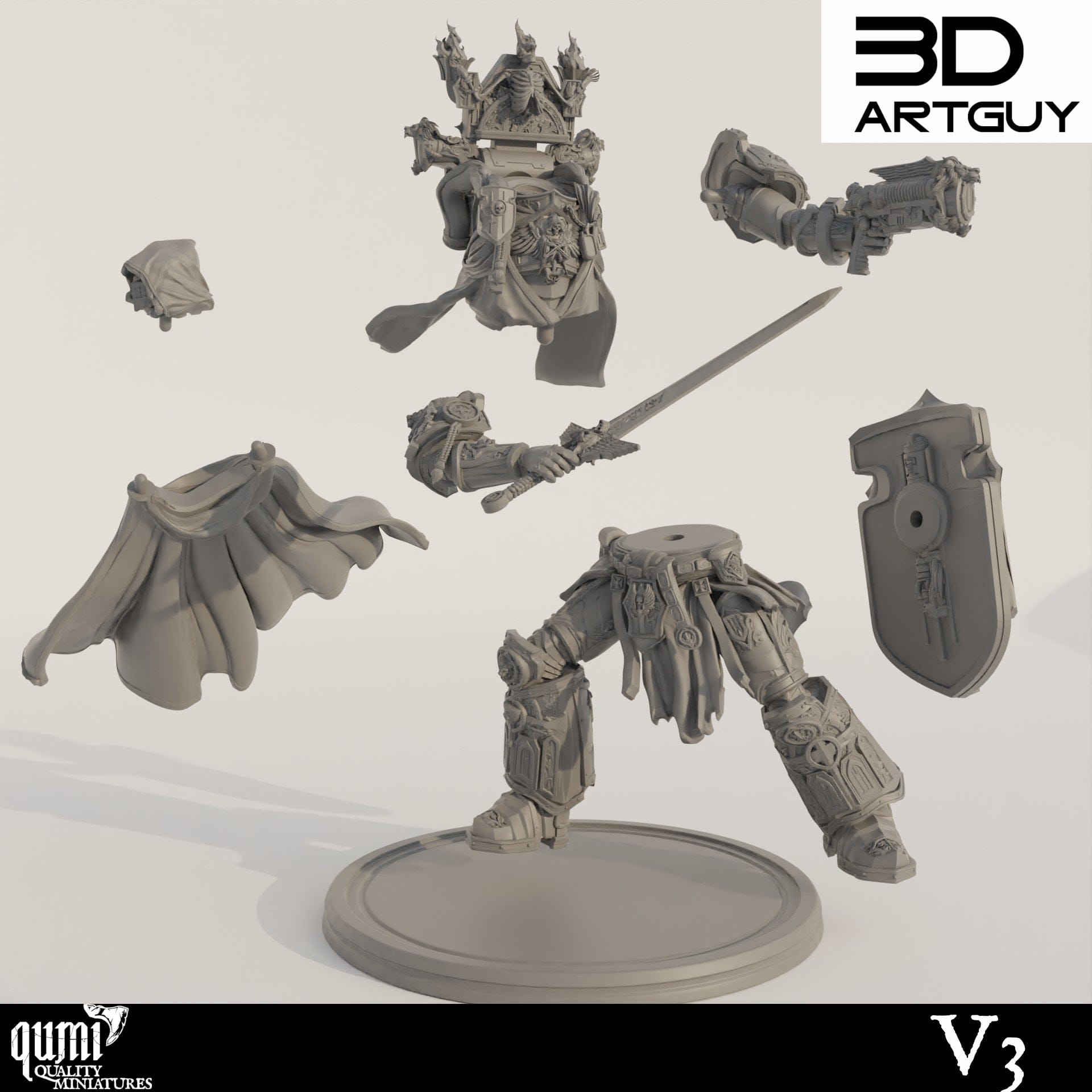 Tabletop RPG Miniature Champion Qumi - 3D ArtGuy Quality Miniatures - Qumi Wargaming Mini Model Figure