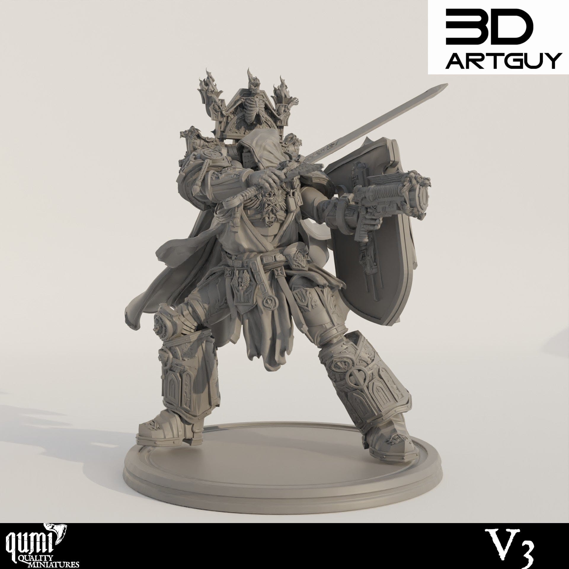 Tabletop RPG Miniature Champion Qumi - 3D ArtGuy Quality Miniatures - Qumi Wargaming Mini Model Figure