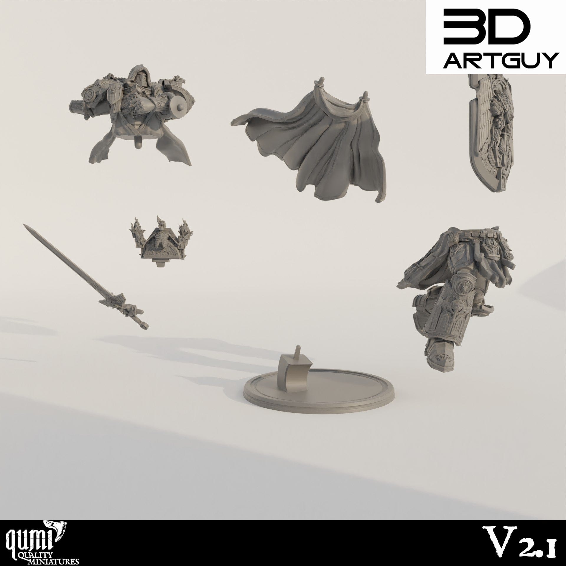 Tabletop RPG Miniature Champion Qumi - 3D ArtGuy Quality Miniatures - Qumi Wargaming Mini Model Figure