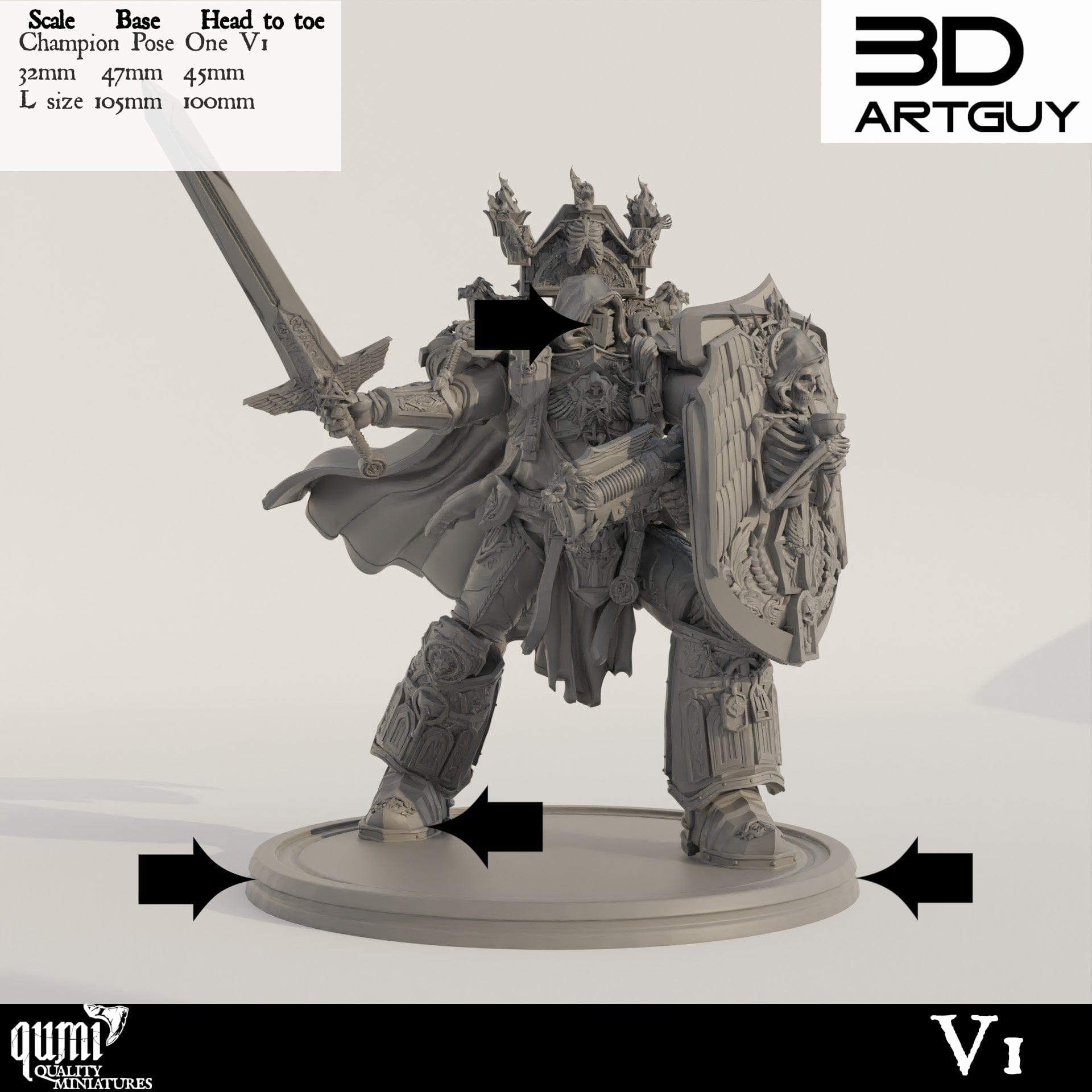 Tabletop RPG Miniature Champion Qumi - 3D ArtGuy Quality Miniatures - Qumi Wargaming Mini Model Figure