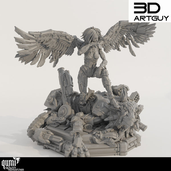 Scifi Sammlerstück Miniatur Cyborg Engel Diorama Qumi 3D ArtGuy