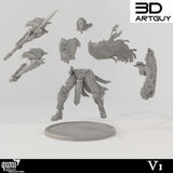 Unbemalter Resin-Bausatz der Dunkelelf Hexenmeister Miniatur mit allen Einzelteilen.