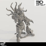 Side view of the resin Demon Commander miniature showing the detailed claw and organic textures
