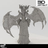 Rear view of the winged demon lord miniature displaying intricate armor and wing textures.