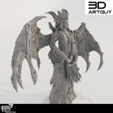 Side profile view highlighting the detailed wings and horns of the demon lord miniature.