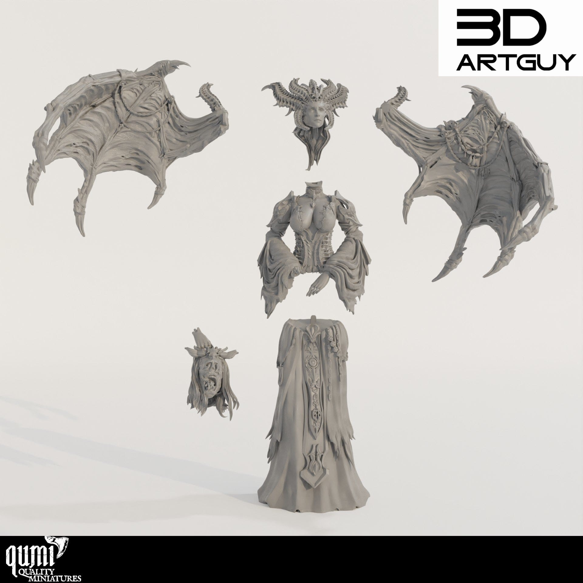 Tabletop RPG Miniature Demon Lord  - Size L - Qumi Quality Miniatures - Qumi Wargaming Mini Model Figure