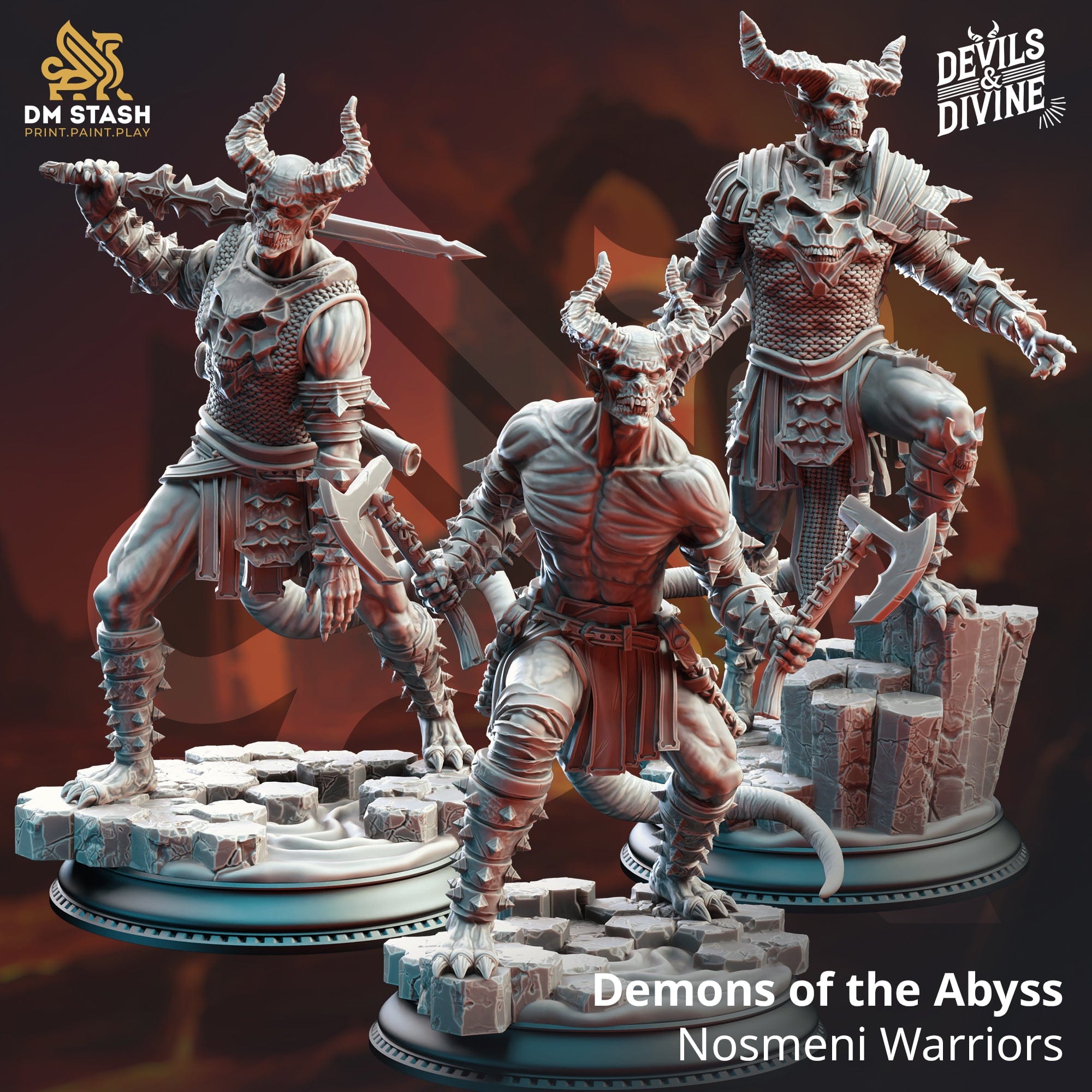 Tabletop RPG Miniature Demons of the Abyss - 32mm 75mm Qumi - DM Stash Quality Miniatures - Qumi Wargaming Mini Model Figure