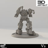 Rückansicht der Roboterfigur mit komplexen mechanischen Panzerungsplatten.