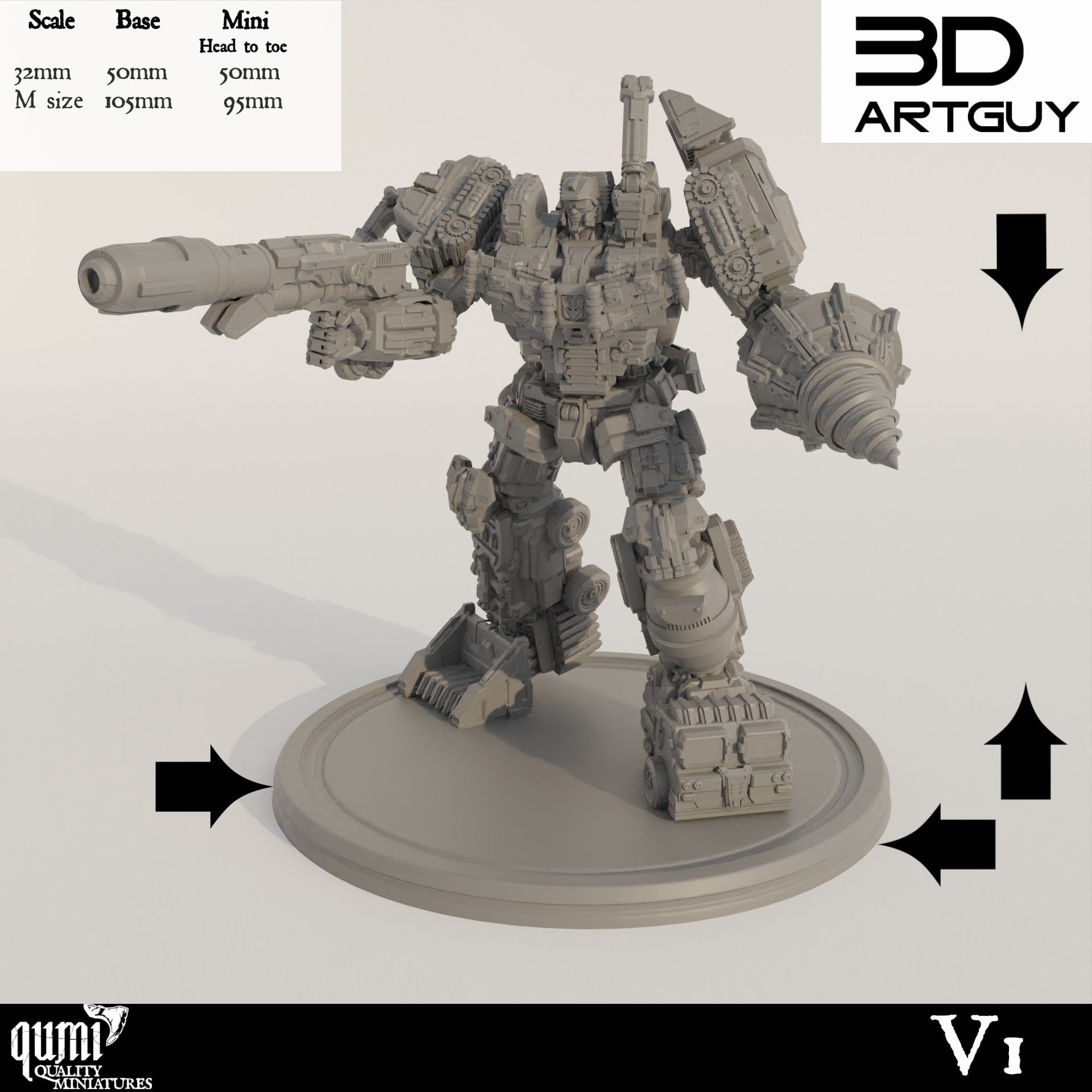 Tabletop RPG Miniature Devastator  - 32mm Qumi - 3D ArtGuy Quality Miniatures - Qumi Wargaming Mini Model Figure