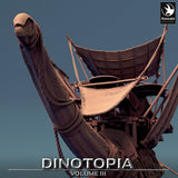 Close-up of the Diplodocus head and neck, showing detailed skin texture, rope harnesses, and wooden platform.