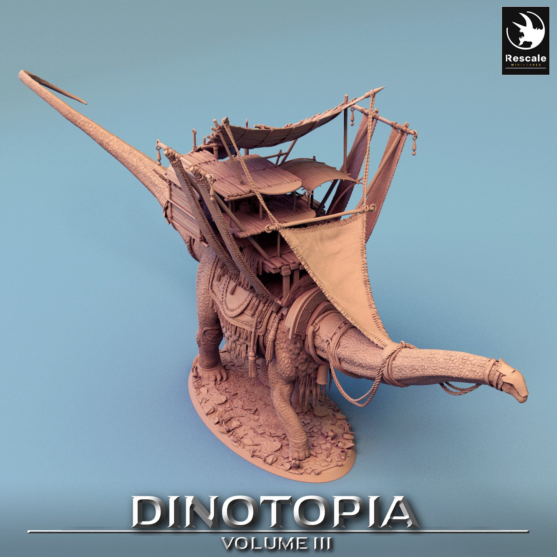 Tabletop RPG Miniature Diplodocus Caravan - 32mm Qumi - Rescale Miniatures Quality Miniatures - Qumi Wargaming Mini Model Figure