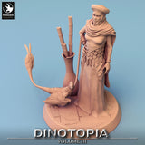 High angle view of female NPC miniature with a dinosaur pet and bamboo plant accessory