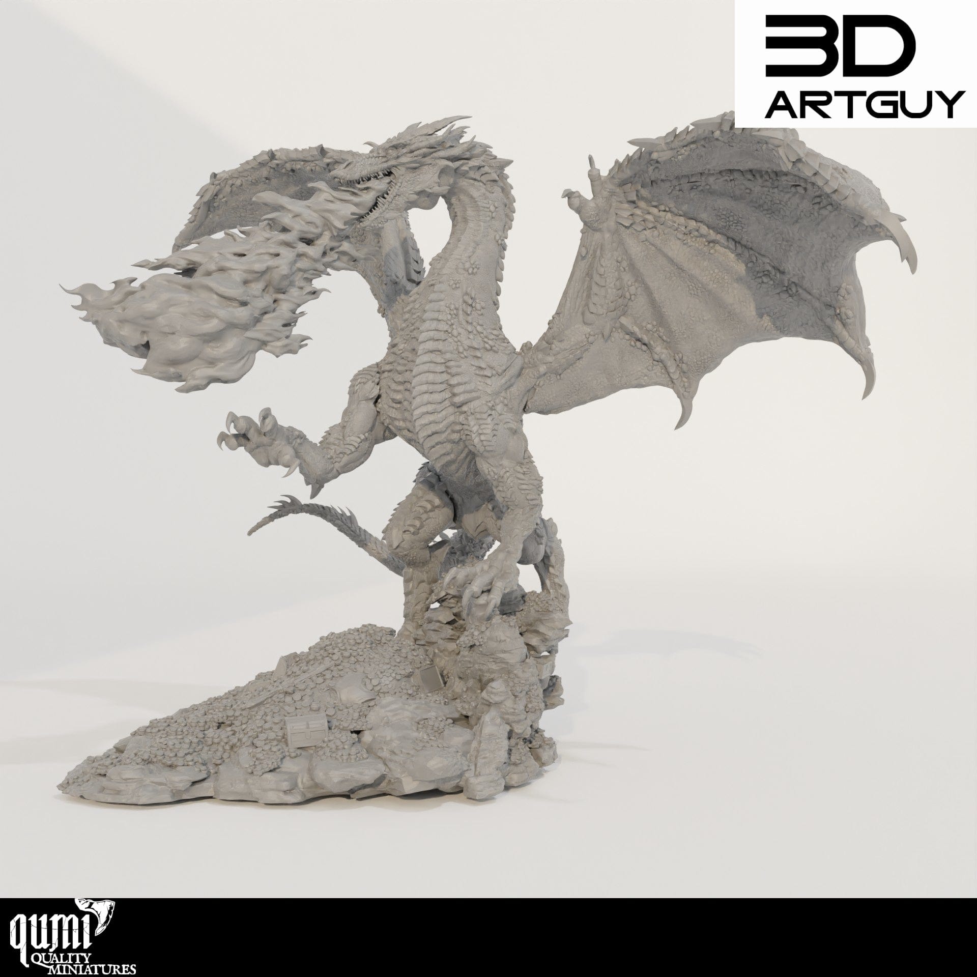 Tabletop RPG Miniature Dragon Diorama - Size XL - Qumi Quality Miniatures - Qumi Wargaming Mini Model Figure