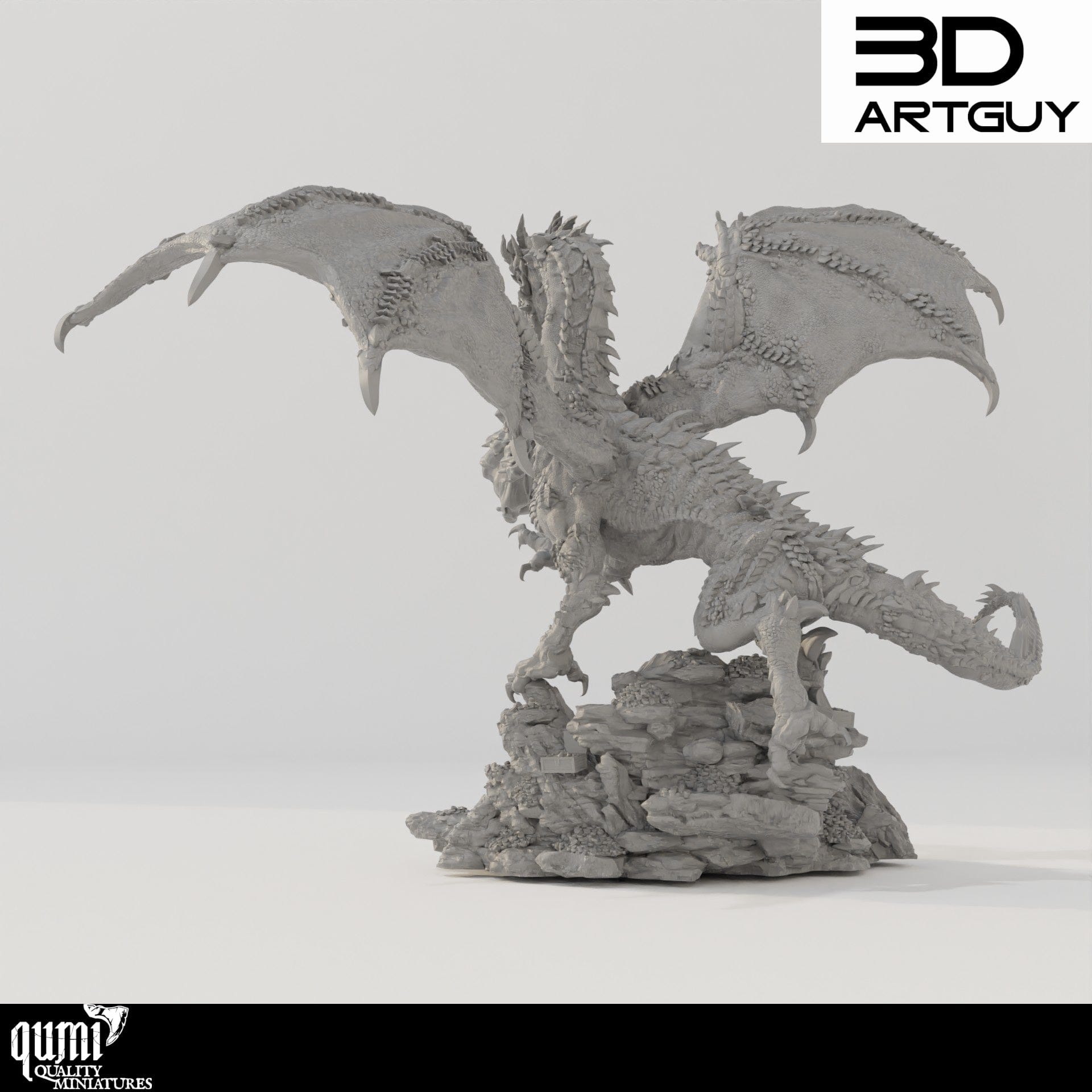 Tabletop RPG Miniature Dragon Diorama - Size XL - Qumi Quality Miniatures - Qumi Wargaming Mini Model Figure