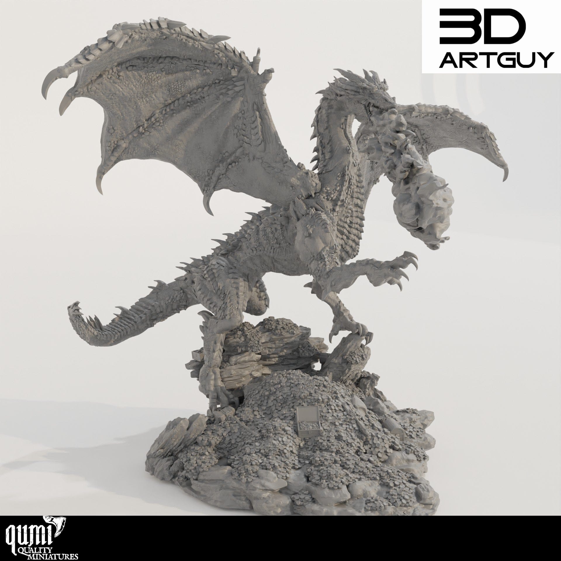Tabletop RPG Miniature Dragon Diorama - Size XL - Qumi Quality Miniatures - Qumi Wargaming Mini Model Figure