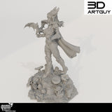 Side profile of the Dragon Queen miniature displaying the intricate armor texture and flowing cloak details