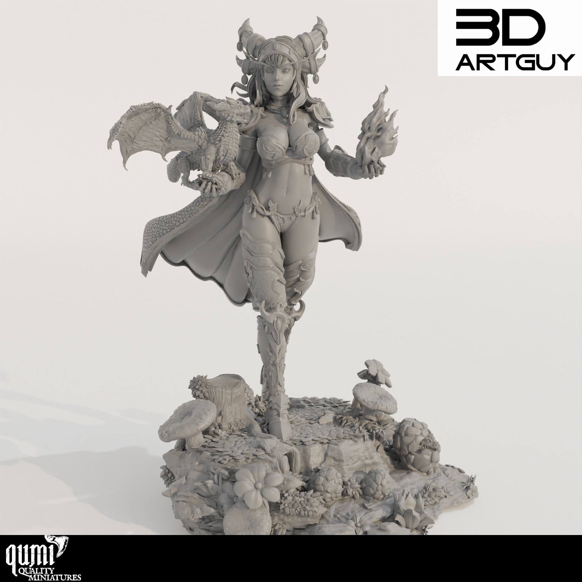 Tabletop RPG Miniature Dragon Queen - Qumi - 3D ArtGuy Quality Miniatures - Qumi Wargaming Mini Model Figure