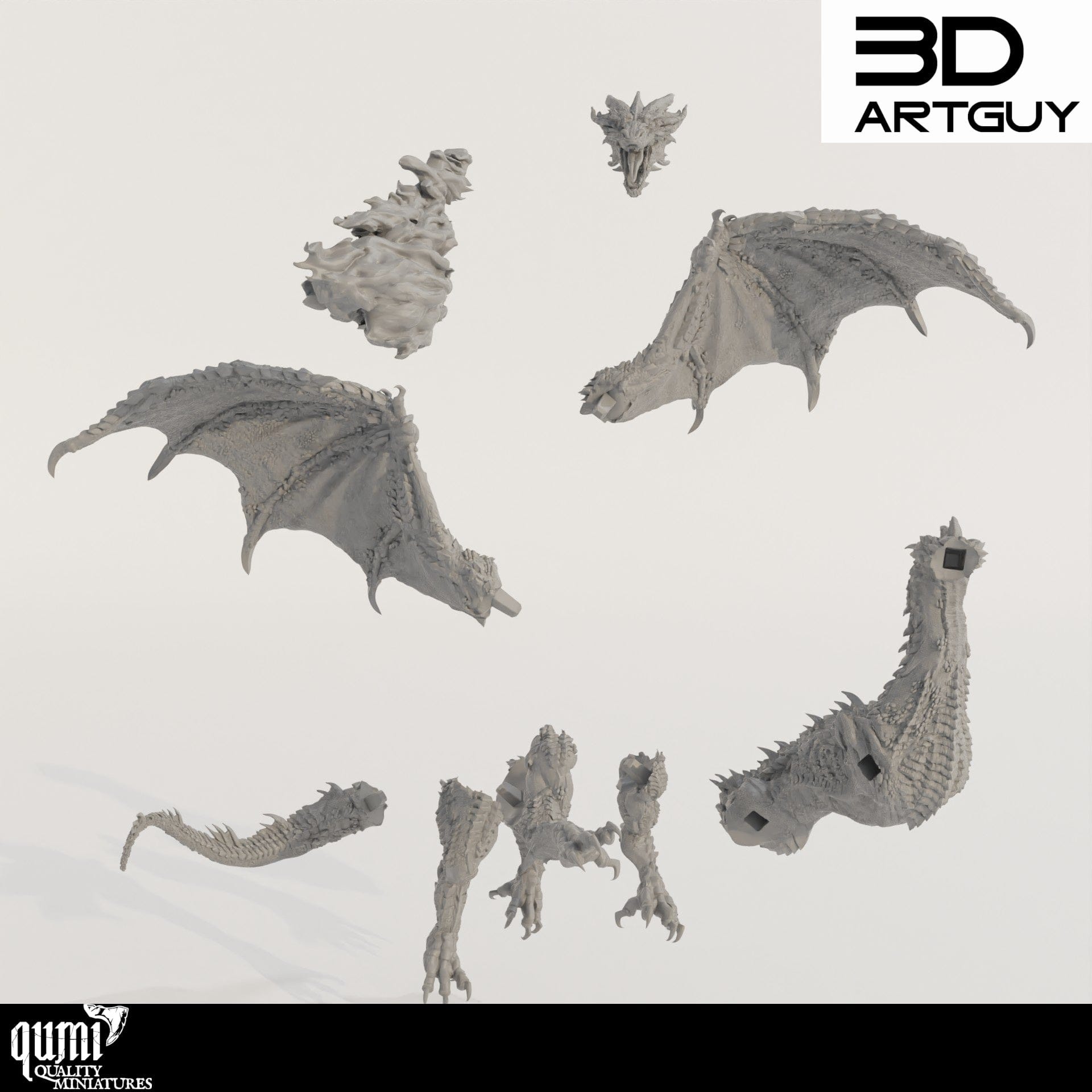 Tabletop RPG Miniature Dragon - Size XL - Qumi Quality Miniatures - Qumi Wargaming Mini Model Figure