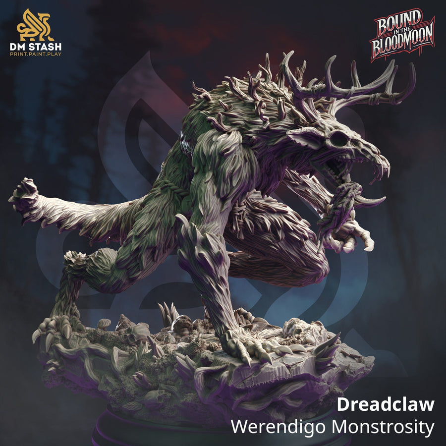 Dreadclaw Werendigo monster 32mm scale resin miniature on a detailed rocky base