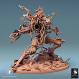 Back view of the complex wooden texture and twisted branch design of the Dryad miniature