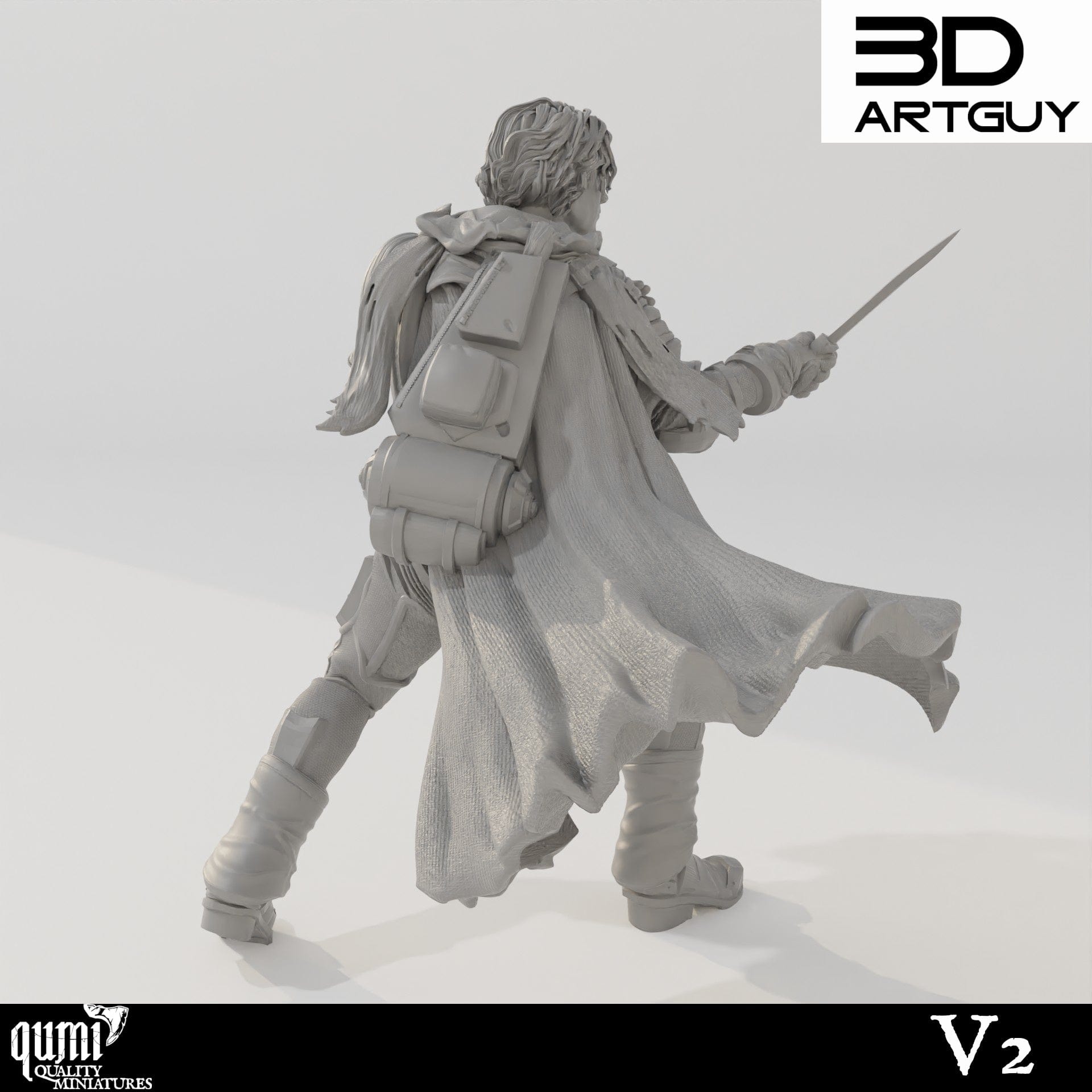 Tabletop RPG Miniature Duke Fighting - Qumi - 3D ArtGuy Quality Miniatures - Qumi Wargaming Mini Model Figure