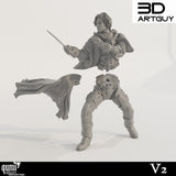 Disassembled parts of the noble warrior miniature including a detachable cape